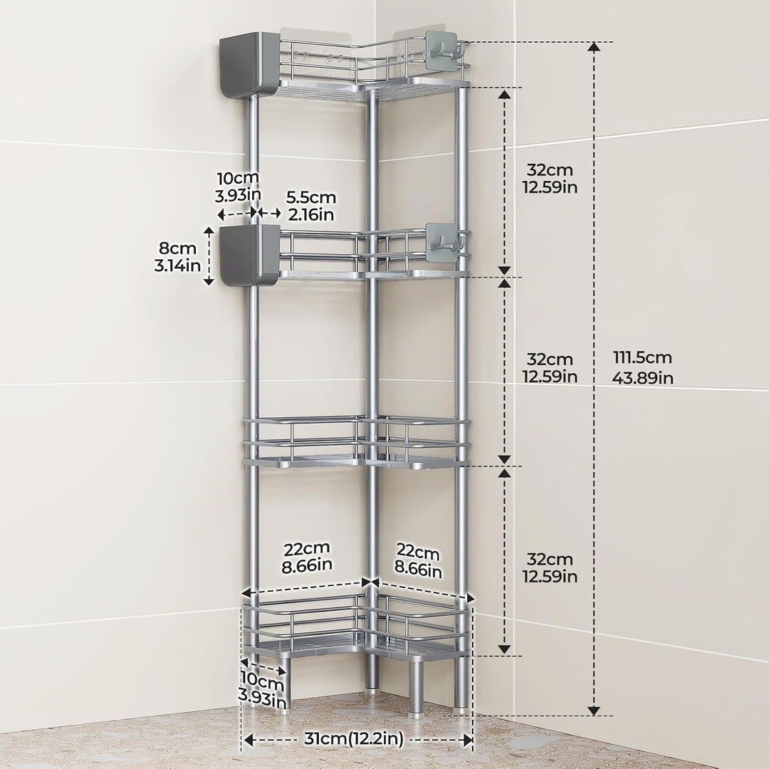 Orimade 4 Stück Duschablage Stehend Rostfrei,Ecke Duschregal Freistehende, Duschkörbe Stand für Bade