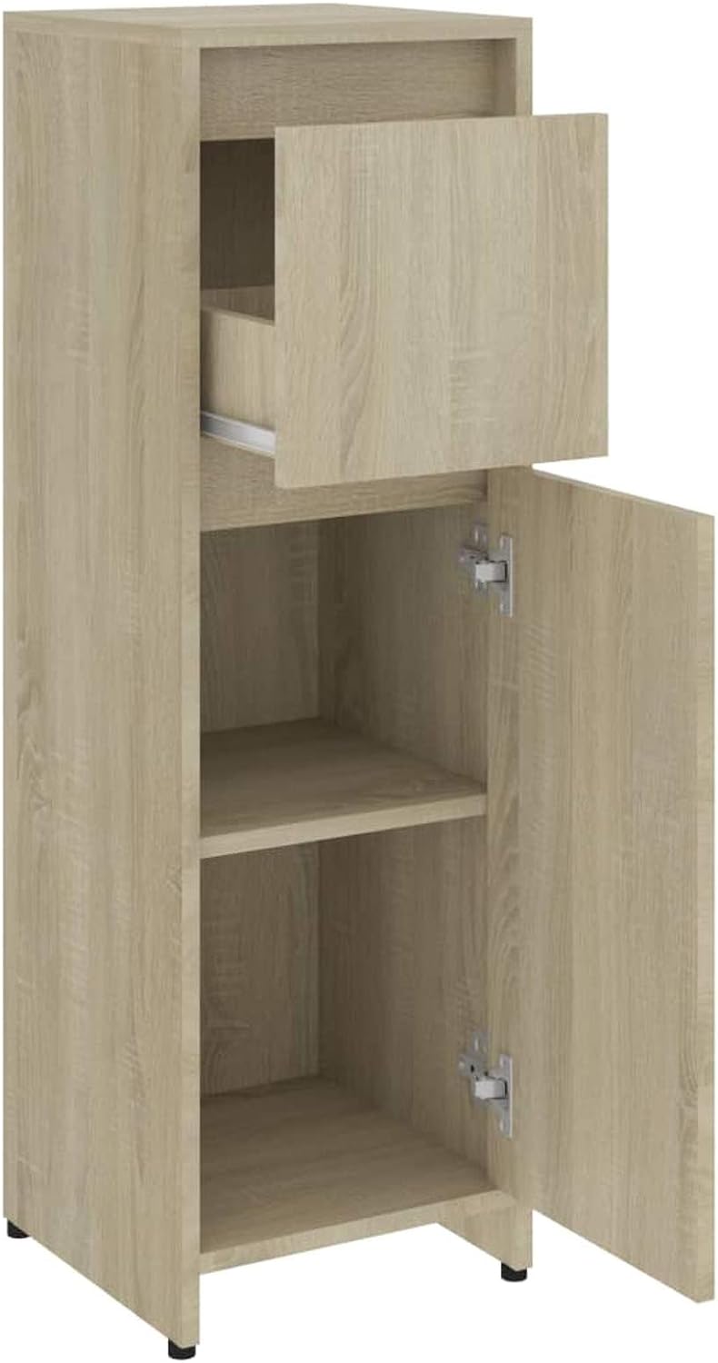 Tidyard Badezimmerschrank mit 2 Fächern 1 Schublade 1 Tür Midischrank Badschrank Badregal Badmöbel S