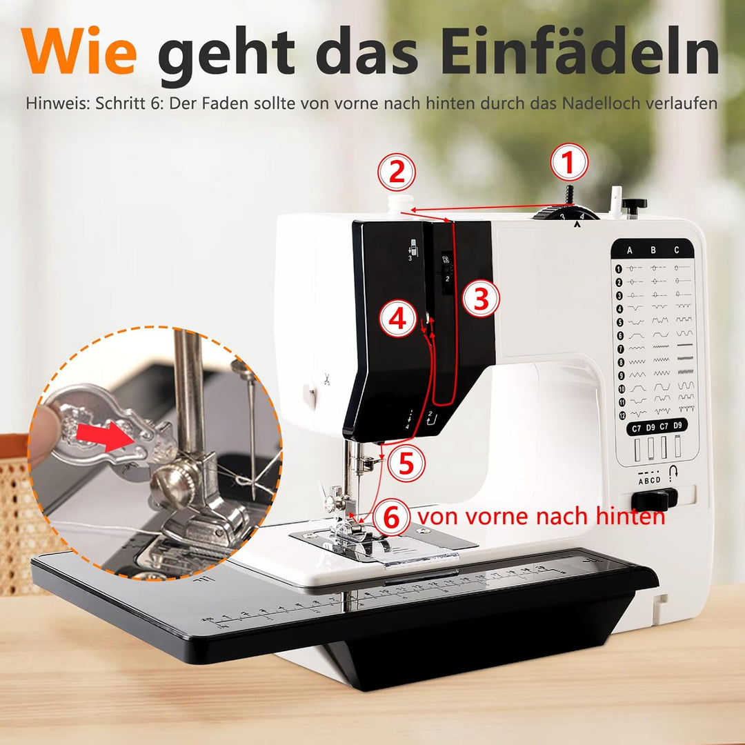 Nähmaschine für Anfänger, 38 Stichprogrammen Elektrische Nähmaschine, Tragbare Sewing Machine Mini m