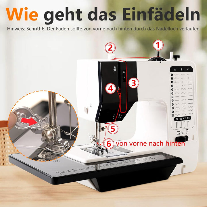 Nähmaschine für Anfänger, 38 Stichprogrammen Elektrische Nähmaschine, Tragbare Sewing Machine Mini m