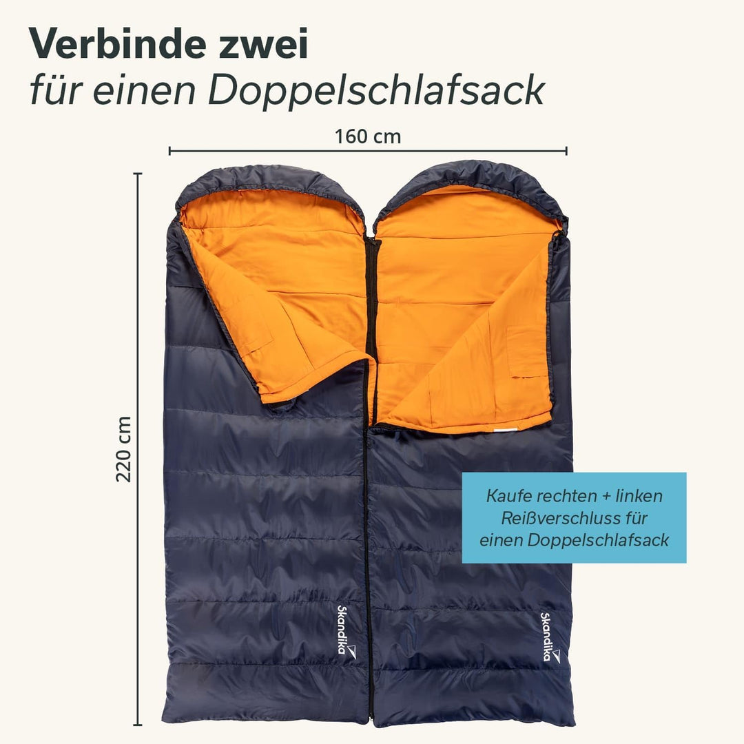 Skandika Deckenschlafsack Iceland Single | Schlafsack Outdoor für Erwachsene, 3 Jahreszeiten mit Bau