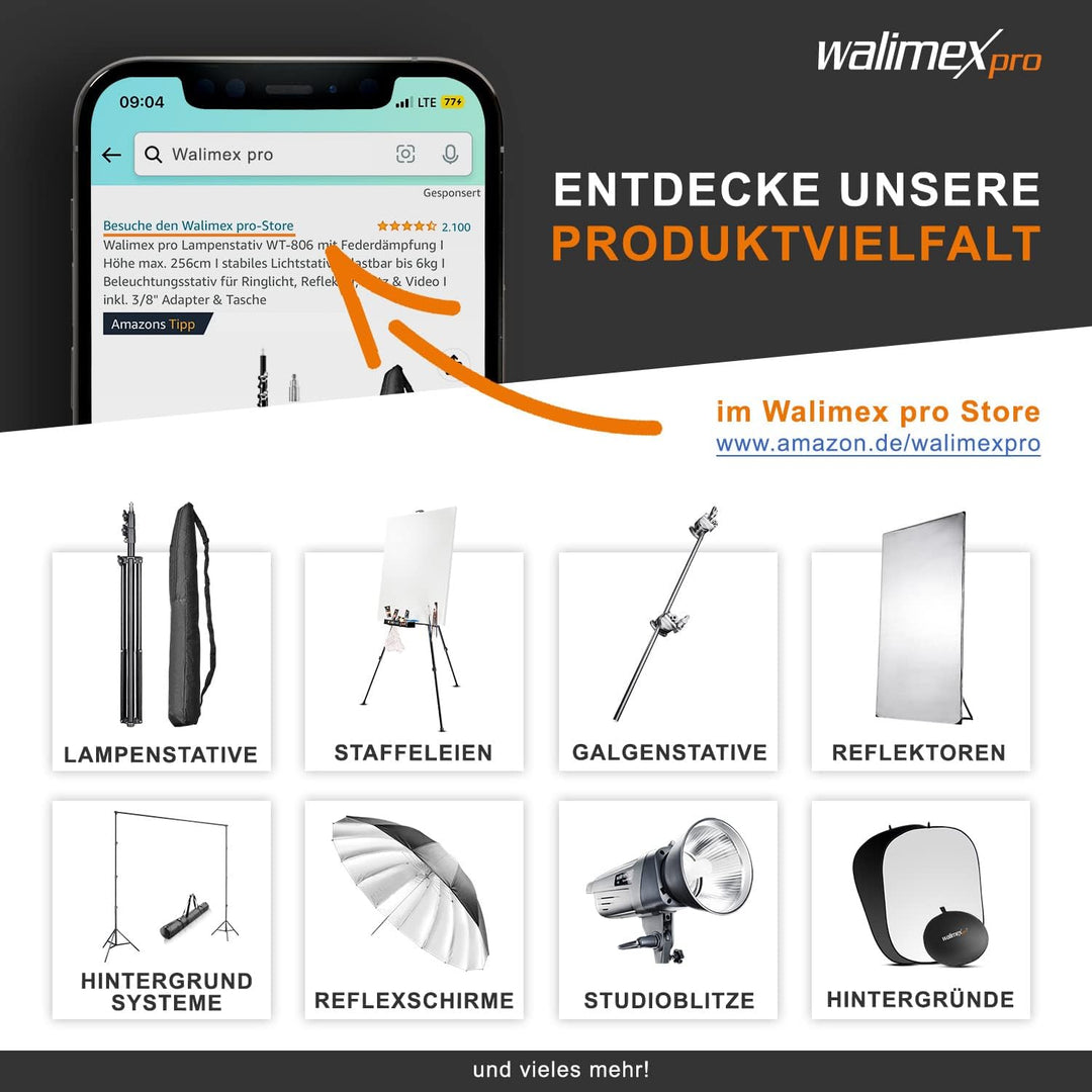 Walimex Pro Roll-Up Panel 210x220 cm Greenscreen mit Ständer I portabler, freistehender Fotohintergr