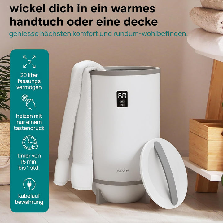 SereneLife Handtuchhalter Braun Grau – Elektrischer Handtuchwärmer für 2 Handtücher Energiesparend u