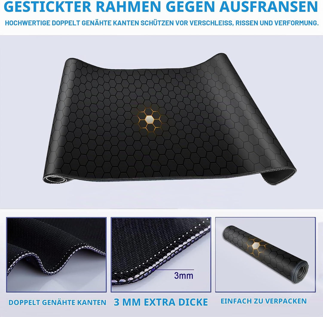 Gaming Mauspad XL,800 x 400 mm,Spritzwassergeschütztes Premium-Gaming-Mauspad,Verbessert Präzision u