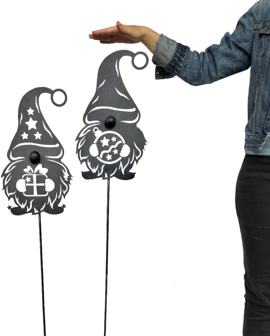 Terma Stahldesign Set Winterzwerg grau 120cm zweier Made in Germany Gartenstecker Outdoor rost deko