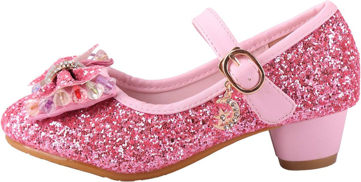 LiUiMiY Prinzessin Schuhe Mädchen Glitzer ELSA Stöckelschuhe mit Absatz Ballerina für Party Karneval