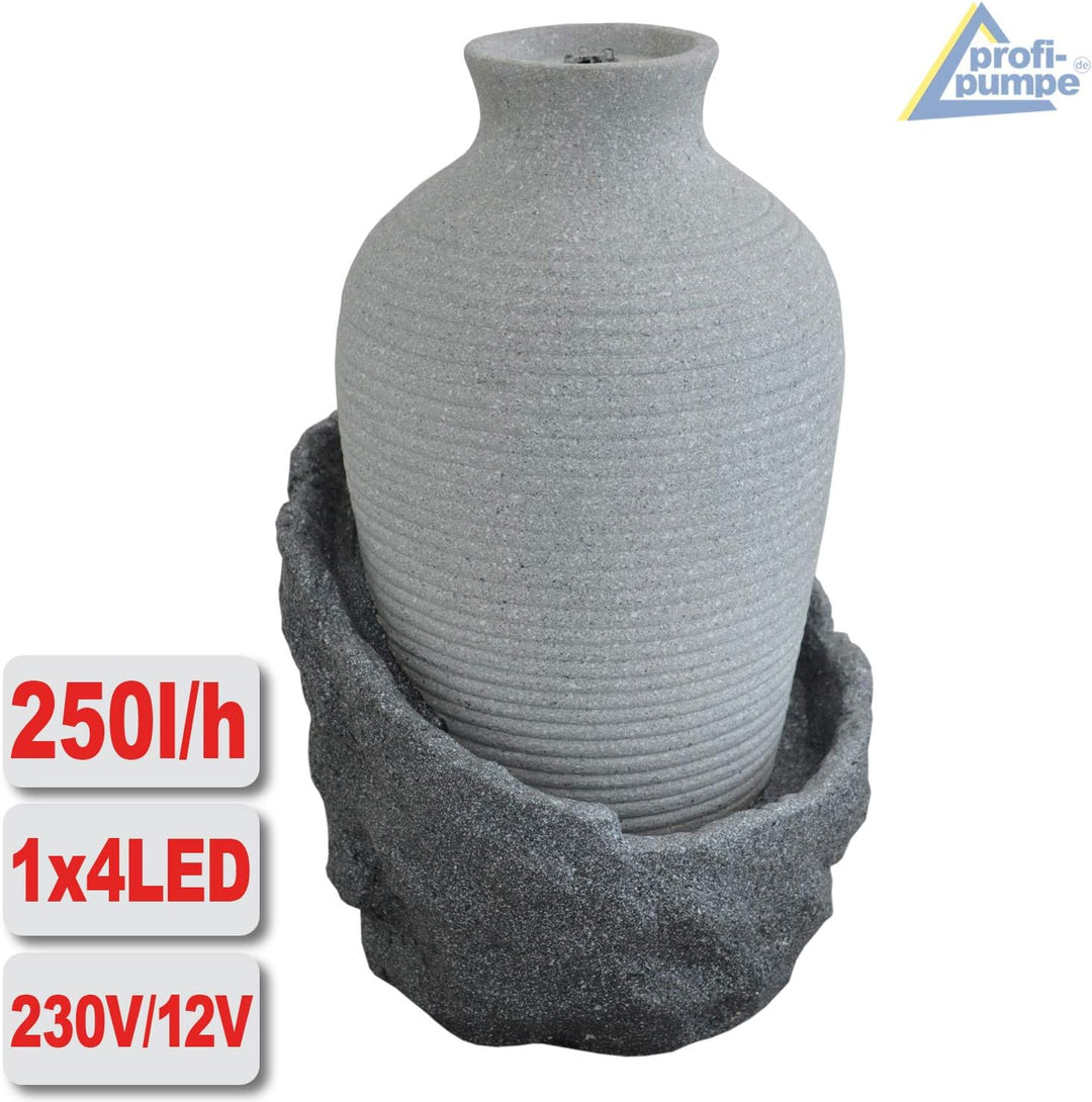 Amur Gartenbrunnen Brunnen Zierbrunnen Zimmerbrunnen Brunnen mit LED-Licht 230V Wasserfall Wasserspi