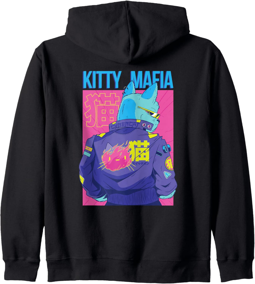 Vaporvawe Anime Cat Mafia - Kitty Mafia ästhetischer Manga Kapuzenjacke