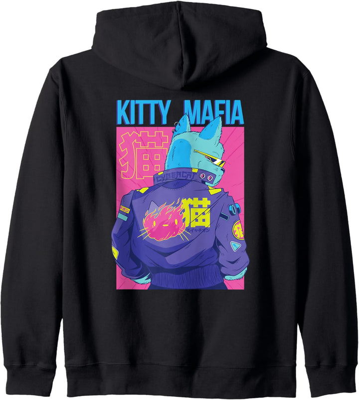 Vaporvawe Anime Cat Mafia - Kitty Mafia ästhetischer Manga Kapuzenjacke