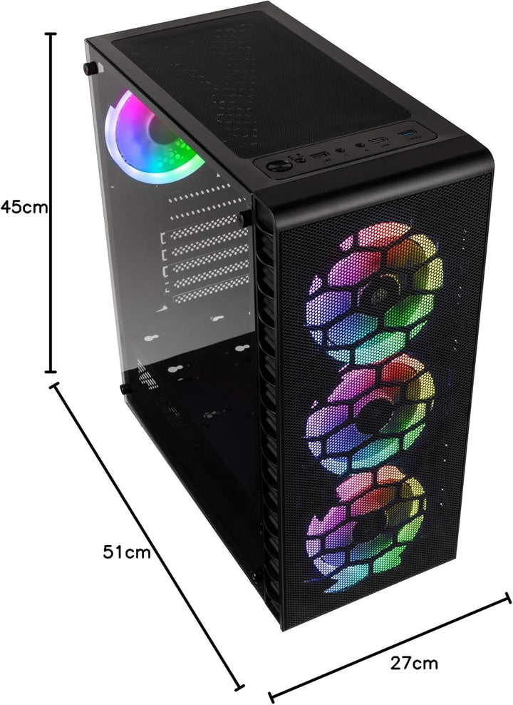 KOLINK Observatory Lite Mesh Midi Tower PC Gehäuse ATX RGB PC-Gehäuse, Gaming PC Case, Tempered Glas