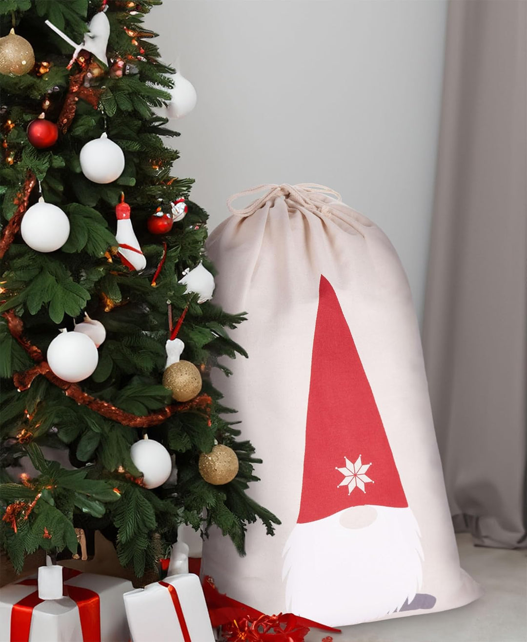 BRUBAKER 3er Set Weihnachtssack - 80 cm Geschenksack mit weihnachtlichen Motiven - Nikolausbeutel zu