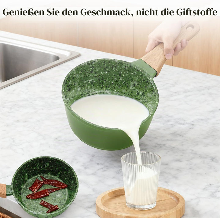 Topfsets Pfannenset, 3-Teilig 28cm Schweizer Granit Beschichtung Pfanne Set, Antihaft-Keramik-Kochge