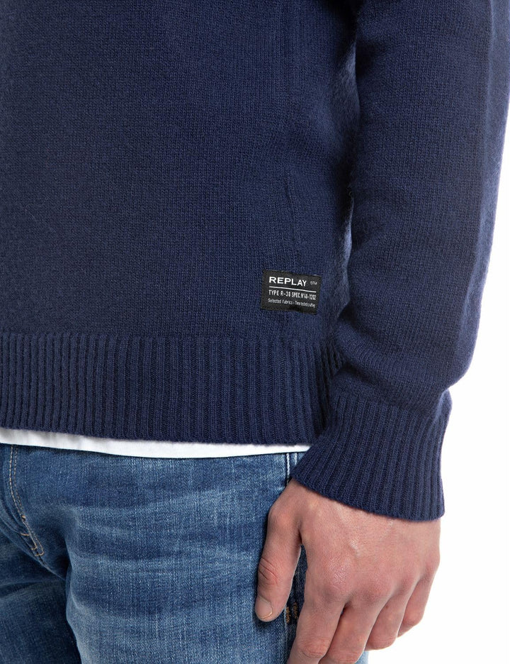 Replay Herren Pullover aus Aged Wollmix XL Blue 085, XL Blue 085