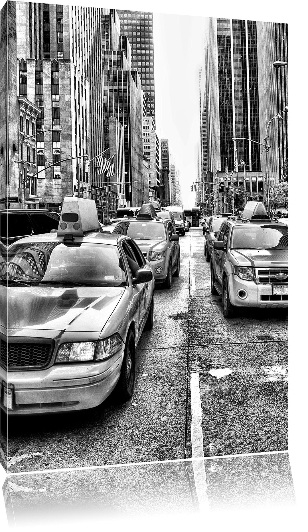 Pixxprint Cityverkehr New York / 100x70cm Leinwandbild bespannt auf Holzrahmen/Wandbild Kunstdruck D