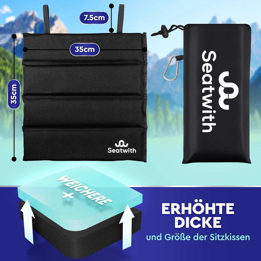 Seatwith Foldable iso seat Cushion Outdoor Sitzmatte (2 Stück) Schwarz, Outdoor Sitzmatte (2 Stück)