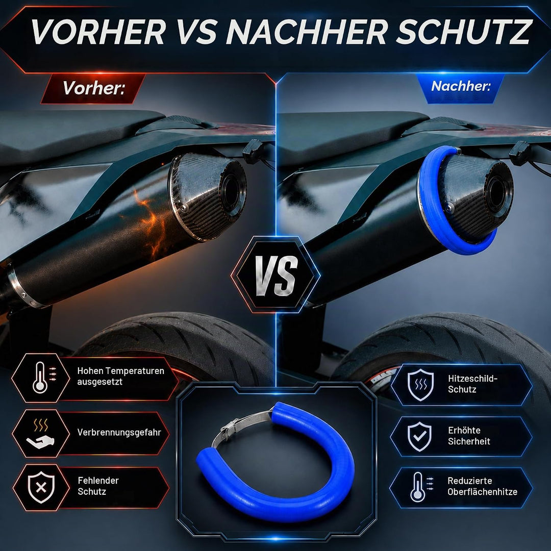 52 cm/20,47" Motorrad Auspuff Schutzring,Universeller Verstellbarer Auspuff Schutz Hitzeschutz Auspu
