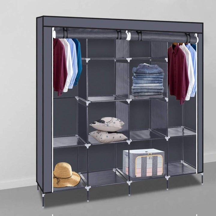 LEADZM Kleiderschrank, Faltschrank Stoffschrank Faltbare Garderobe Canvas mit Reissverschluss, Fäche