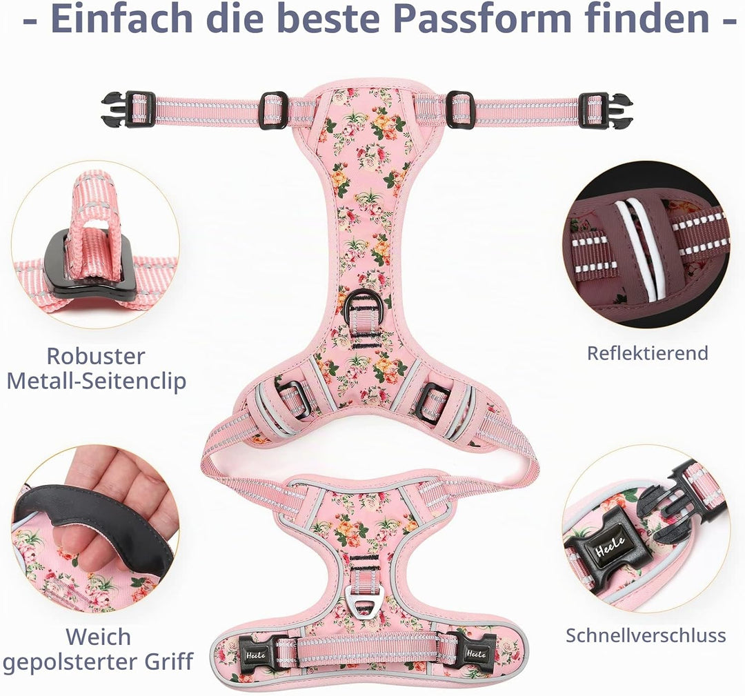 HEELE Hundegeschirr, No-Pull Hundegeschirr, Brustgeschirr für Grosse Hunde, Weich Atmungsaktiv Einst