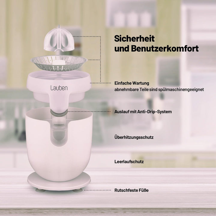 Lauben Electric Citrus Juicer 110WT Elektrische Zitruspresse mit Präzise Anti-Drip-Funktion, Univers