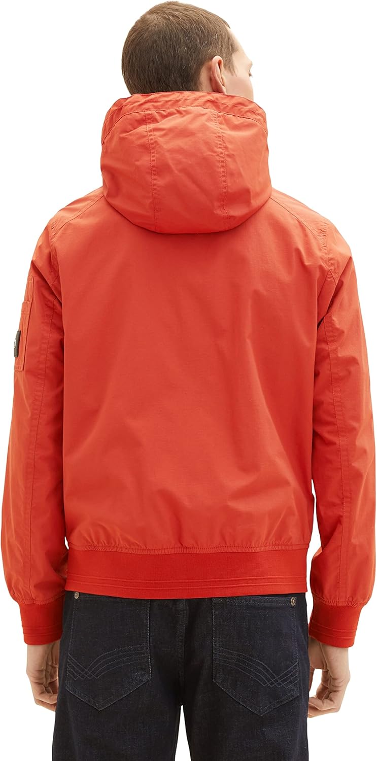 TOM TAILOR Herren Bomber-Jacke mit abnehmbarer Kapuze M 13722 - Rooibos Orange, M 13722 - Rooibos Or