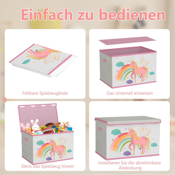 Spielzeugkiste Aufbewahrungsbox mit Deckel Kinderzimmer- 83L Faltbar Gross Spielzeug Aufbewahrung Ki