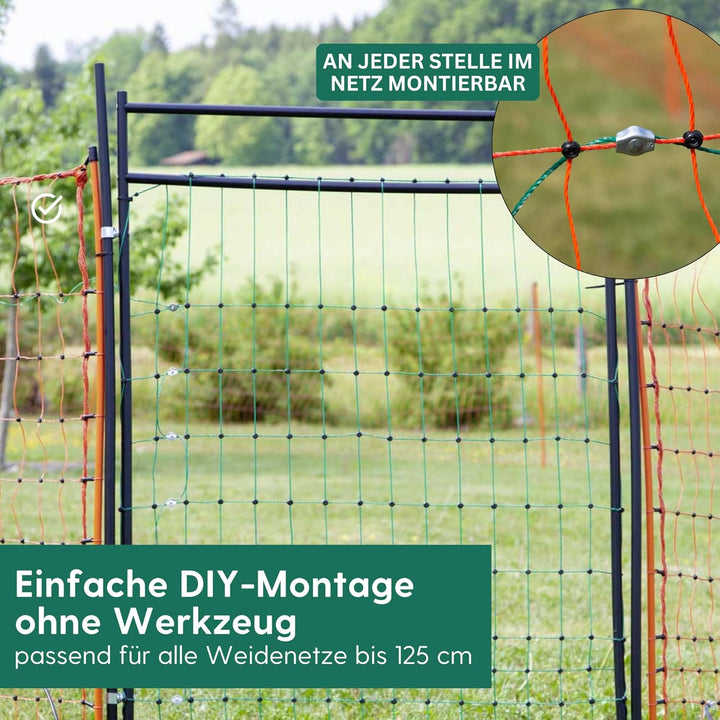 Tür für Weidezaunnetz bis 125 cm - Öffnungsbreite 86 cm - elektrifizierbares Weidetor – Durchgang fü
