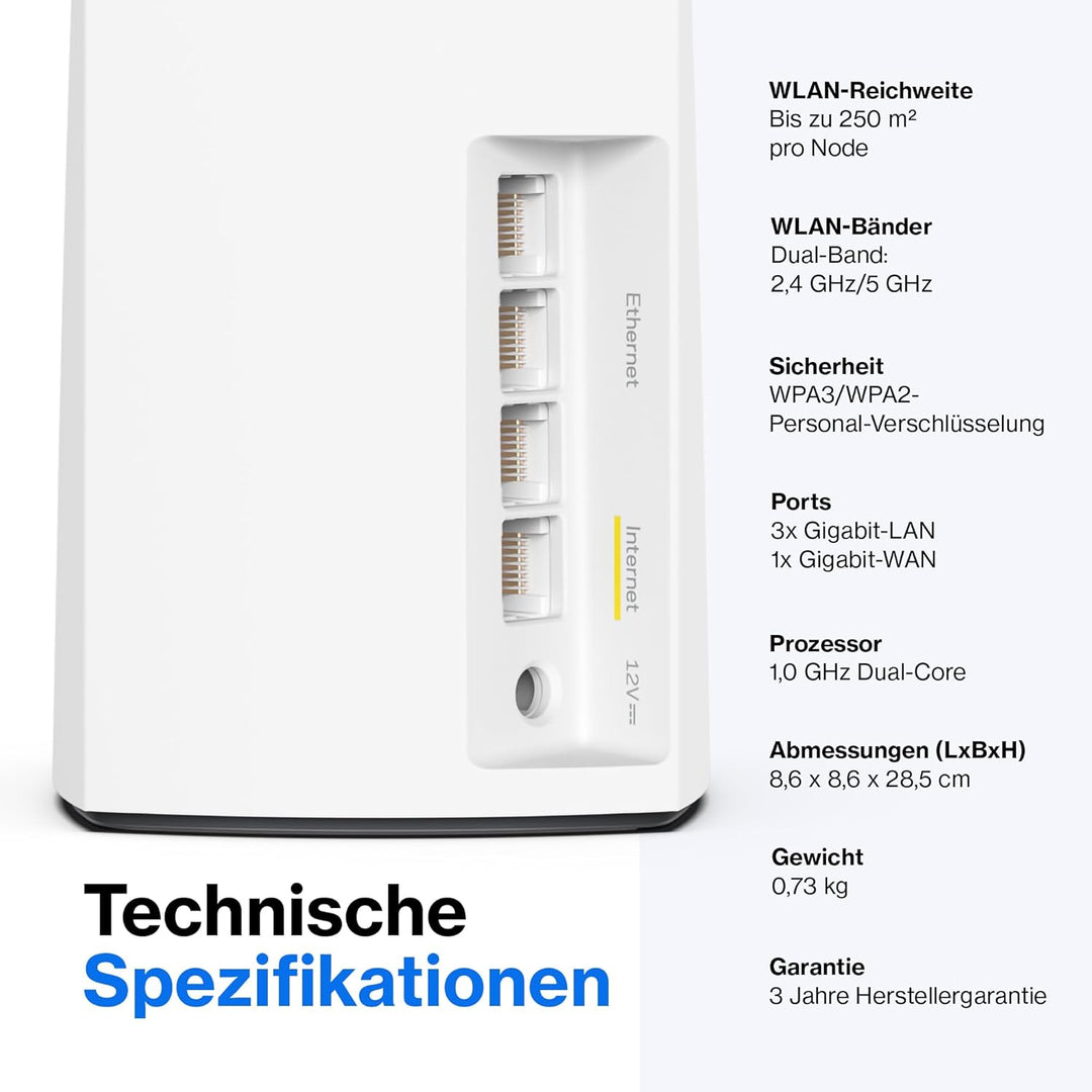 Linksys Atlas Pro 6 Velop Dual-Band-Mesh-WiFi 6-System (AX5400) WLAN-Router mit bis zu 500 m² Funkab