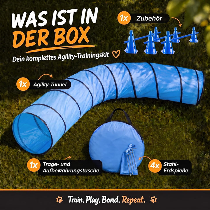 Hunde Agility Tunnel - Hundetunnel Spieltunnel; 500cm Agilitytunnel; Agility Zubehör-Set Hundehöhle