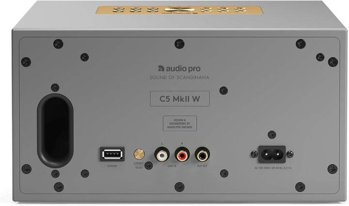 Audio Pro C5 MK II W - WiFi Lautsprecher, kompakte HiFi-Stereoanlage, kabelloser Lautsprecher - Grau