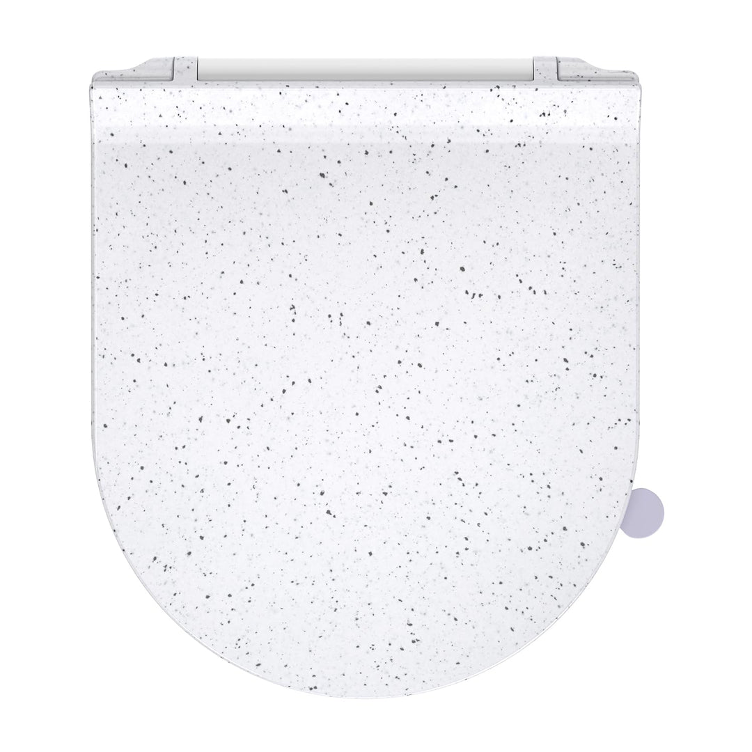 WC Sitz mit Absenkautomatik, Toilettendeckel d Form, Weiss Marmor Klodeckel, Klobrille Softclose, To