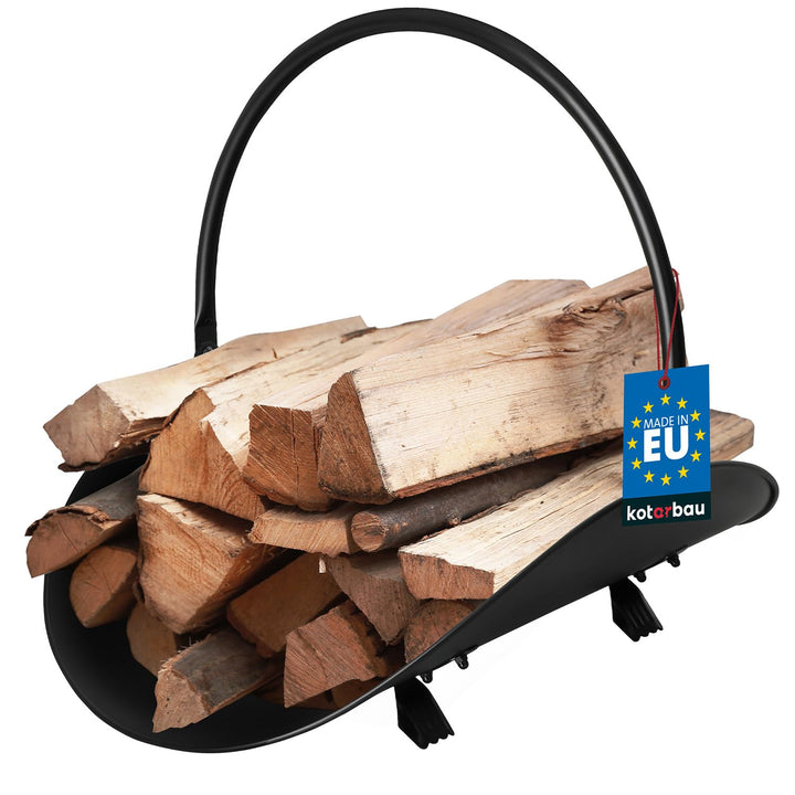 KOTARBAU® Kaminholzkorb Metall Holzkorb Kaminholz Brennholzkorb Kaminholzregal Feuerholzkorb Schwarz