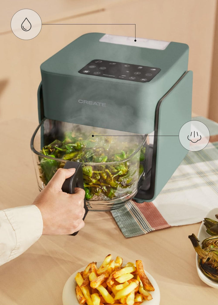 CREATE/AIR FRYER MIST/Ölfreie Heissluftfritteuse 4.2L mit Wasserdampfgarer Salbeigrün/Fassungsvermög