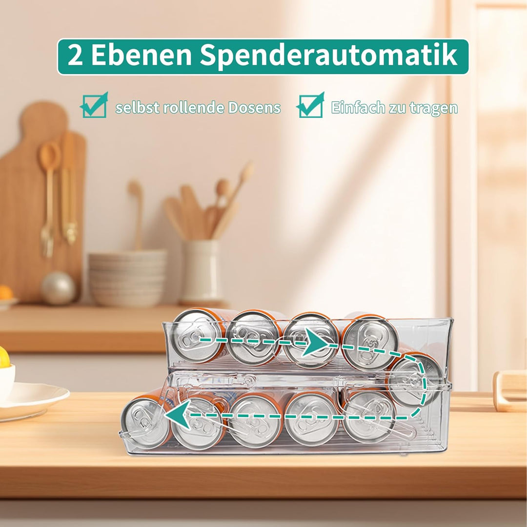 Schevem Dosenorganizer Kühlschrank,Getränkeregal für Küchen, Organizer Foldable Dosenhalter für Getr