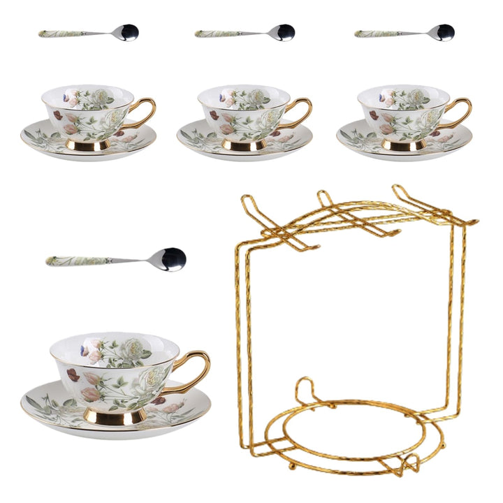 8 Stück Europäischen Blumen Tee Set,Bone China Tee Set Service Kaffee Set, 9 Optionen.Mit Geschenkbo
