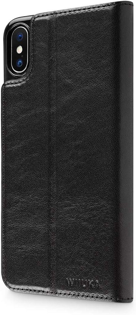 WIIUKA Echt Ledertasche - TRAVEL Italy - für Apple iPhone XS MAX - PFLANZLICH GEGERBTES Leder - Schw
