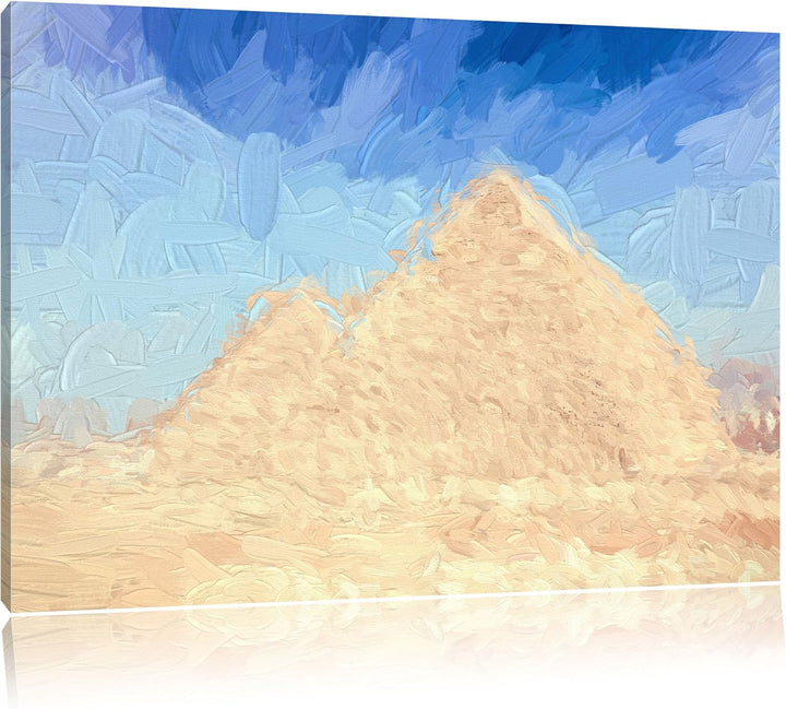 Pixxprint Pyramiden von Gizeh in Ägypten Pinsel Effekt, Format: 100x70 auf Leinwand, XXL riesige Bil