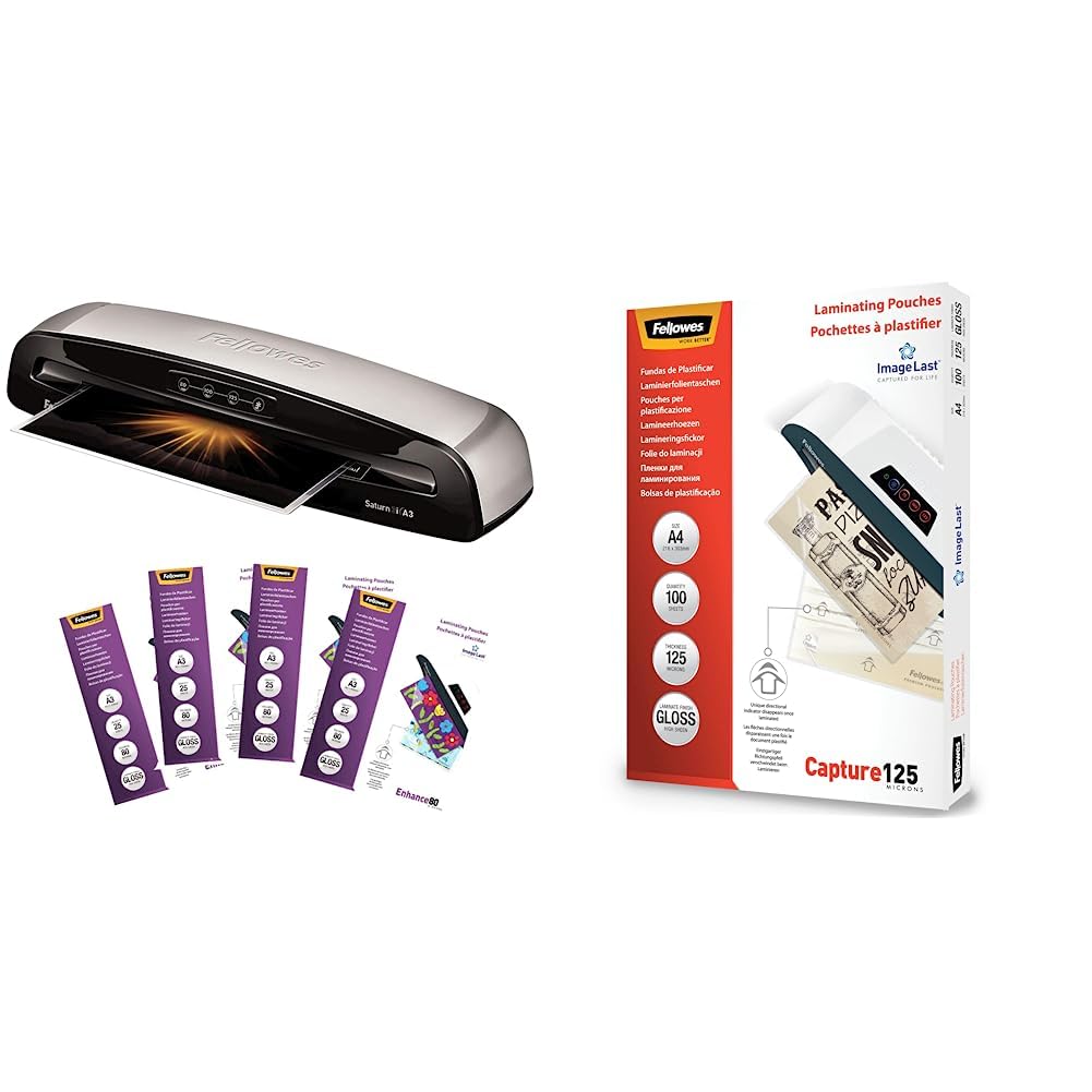 Fellowes A3 Home Office Laminiergerät Saturn 3i für 80-125 Micron Folien & Laminierfolien A4 ImageLa