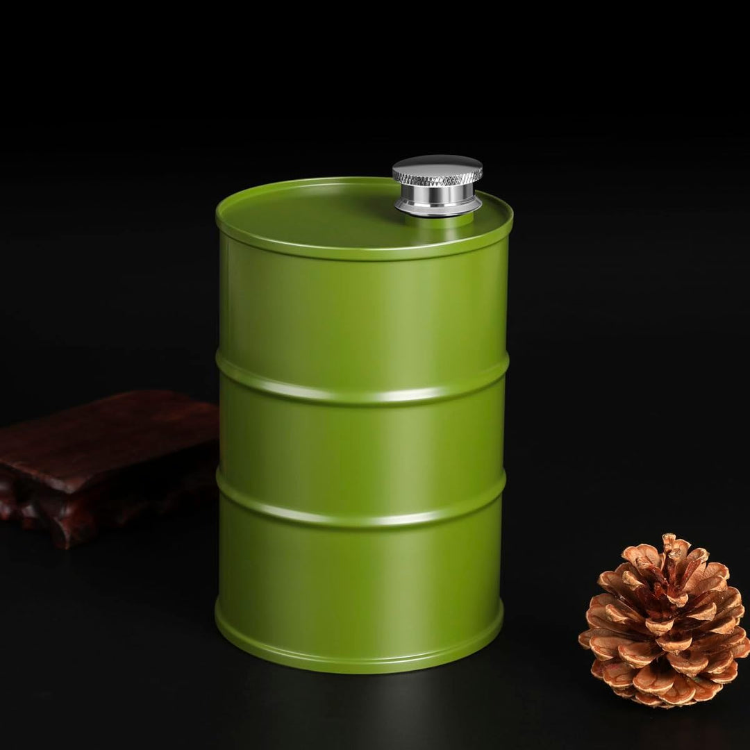 Flachmann aus Edelstahl, fassförmig, gross, 750 ml B. Grün 25 oz, B. Grün 25 oz