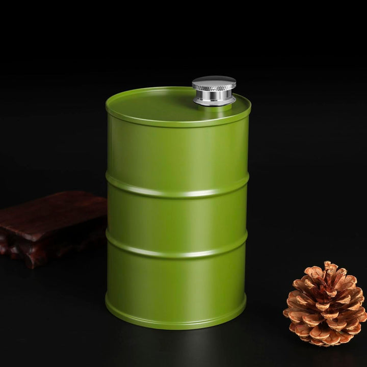 Flachmann aus Edelstahl, fassförmig, gross, 750 ml B. Grün 25 oz, B. Grün 25 oz