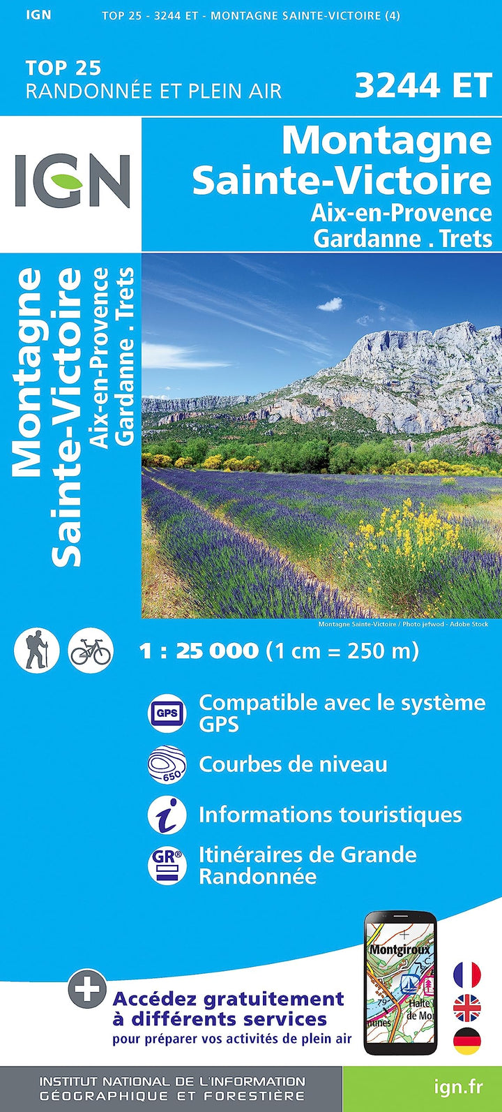 3244ET Montagne Ste.Victoire. Aix-en-Provence (TOP 25), Karte
