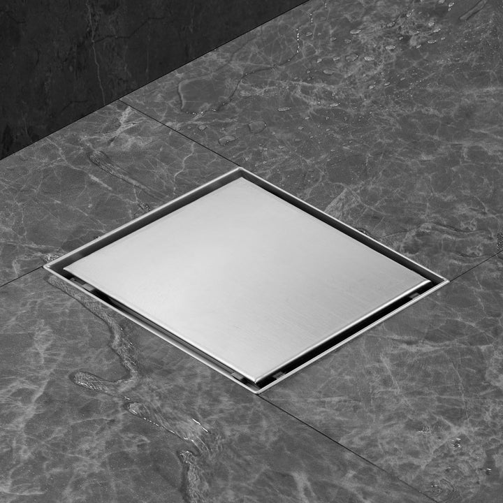 Duschrinne Quadrat 20 x 20cm Edelstahl Bodenablauf 2-in-1 doppelseitig, Flieseneinsatz Ablaufrinne,s