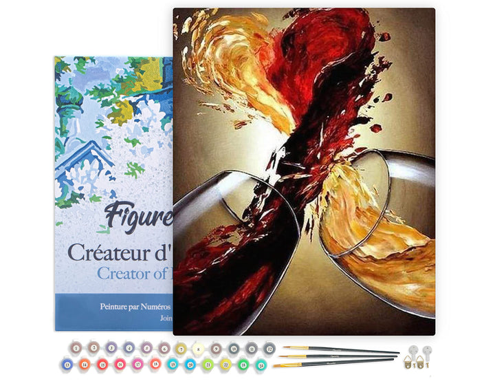 Figured'Art Malen Nach Zahlen Erwachsene Mit Rahmen Rot- und Weisswein - Paint by Numbers Basteln DI