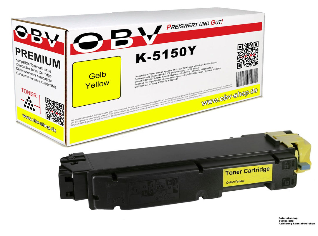 OBV kompatibler Toner als Ersatz für Kyocera TK-5150Y für Kyocera Ecosys P6035 P6035cdn M6535cidn M6