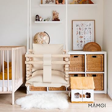 MAMOI® Babyschaukel, Schaukel Indoor und Outdoor, Holzschaukel für Baby und Kinder, Kinderschaukel,