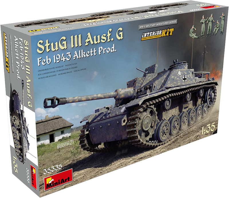 Mini Art 35335 1:35 Dt. StuG III AUSF.G Feb43(A) Int.-originalgetreue Nachbildung, Modellbau, Plasti