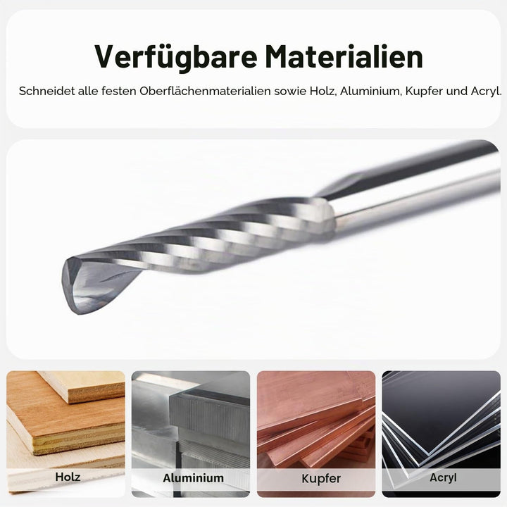 SpeTool 5 Stück Alu Fräser 3,175 mm (1/8") Schaft CNC Holz VHM 15mm Schnittlänge Schaftfräser für Al