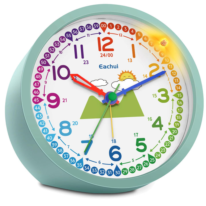 Analog Wecker Kinder ohne Ticken für Jungen und Mädchen - Analog Quarzwecker mit Nachtlicht, Snooze