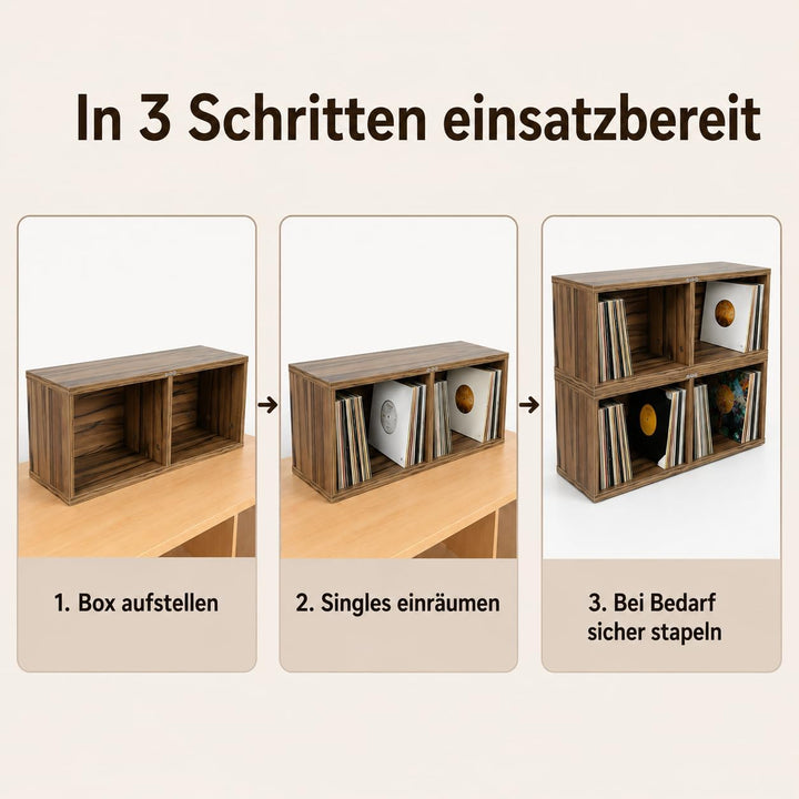 Zomo VS-Box 7/200 Vinyl Aufbewahrung für 200–240 Singles - 7 Zoll - 705 x 200 x 230 mm - Zebrano - M