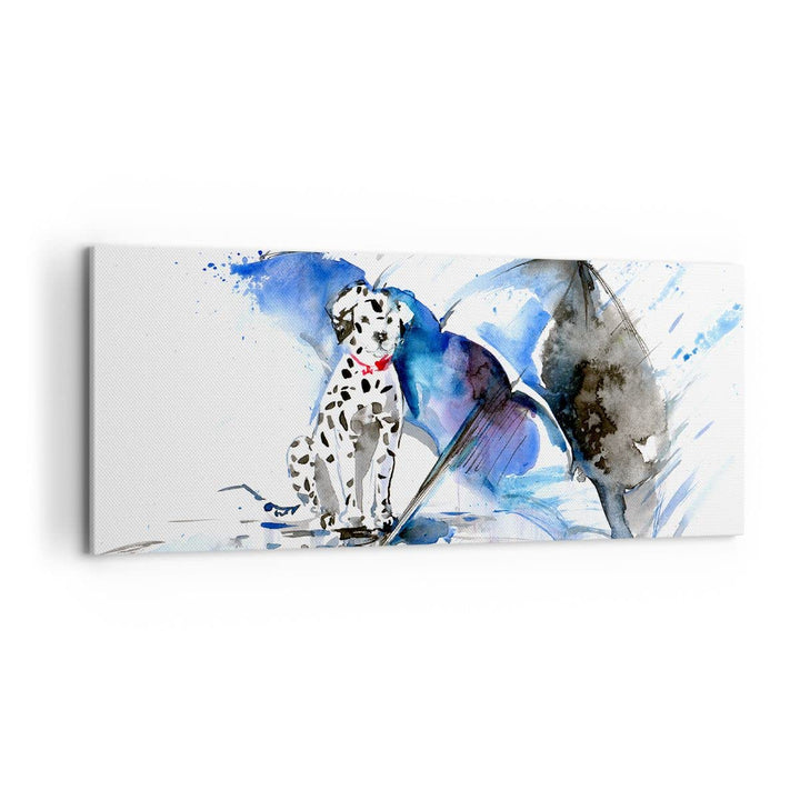 Wandbilder Dekoration Wohnzimmer Hund Regenschirm Regen Wetter Panorama Bilder auf Leinwand 120x50cm