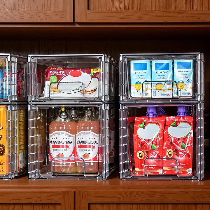 4er Set Stapelbare Aufbewahrungsschubladen, Hochfeste Klare Acryl Organizer mit Griffen Leicht Monti
